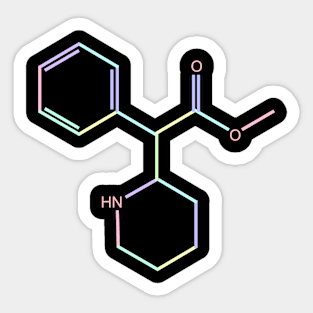 Ritalin Kawaii Pastel Rainbow Molecule Sticker